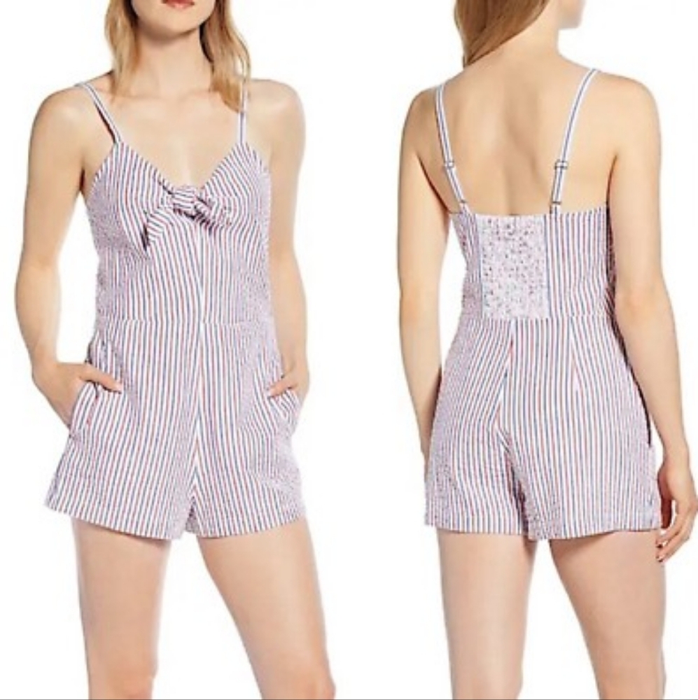 Vineyard Vines Seersucker Firework Tie Front Romper 12